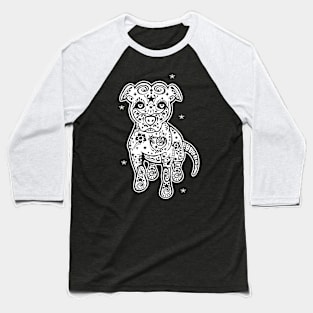 Sugar Skull Pretty Pittie Baseball T-Shirt